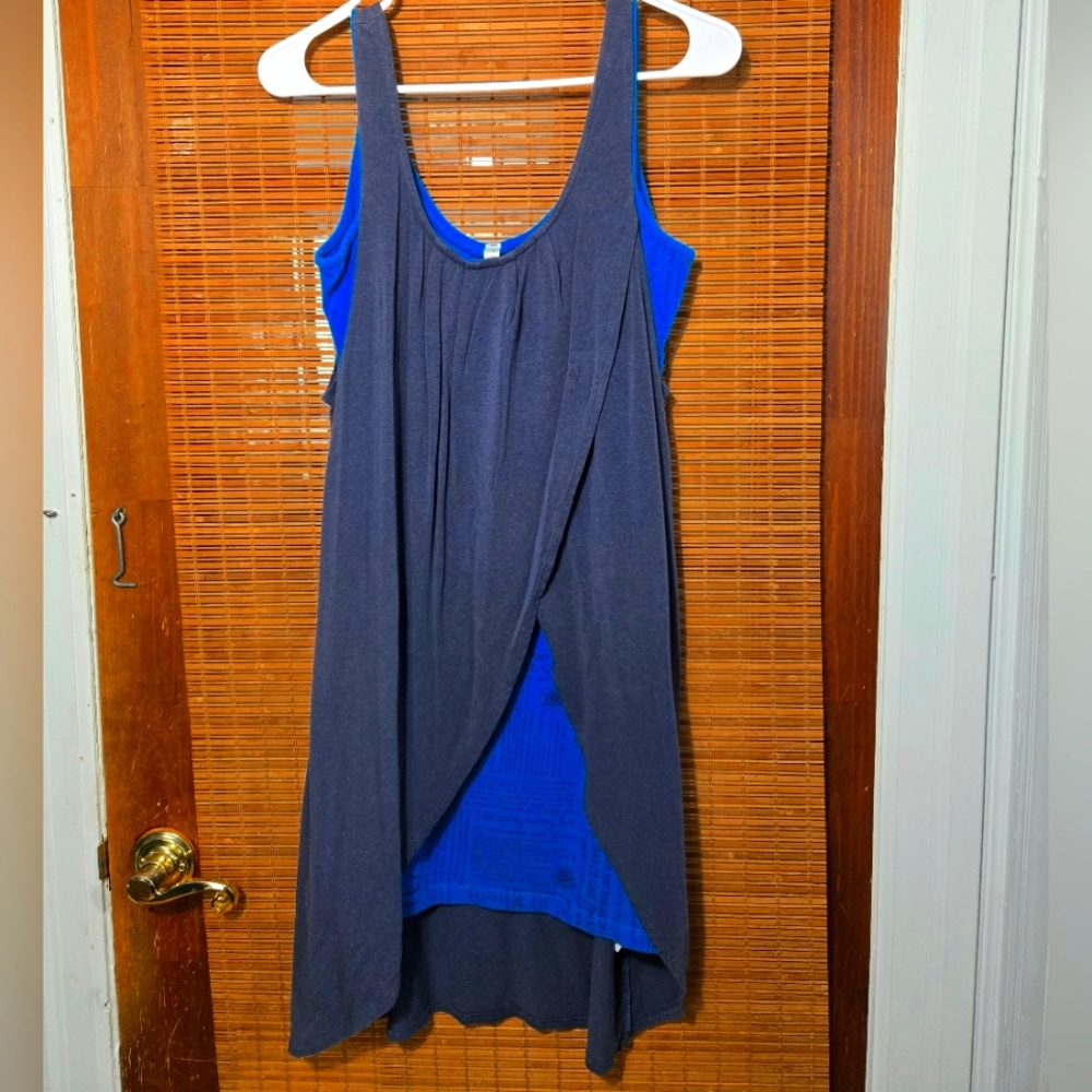 Upcycled Blue and Gray Women's Dress